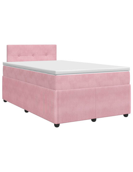 Letto box spring con materasso Rosa 120 x 200 cm Velluto