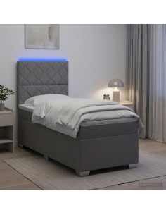 Letto box spring con materasso Grigio Chiaro 90 x 200 cm
