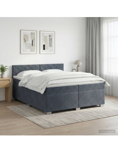 Letto box spring con materasso Grigio Scuro 200 x 200 cm