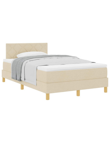 Letto a molle con cuscino Crema 120 x 190 cm Tessuto