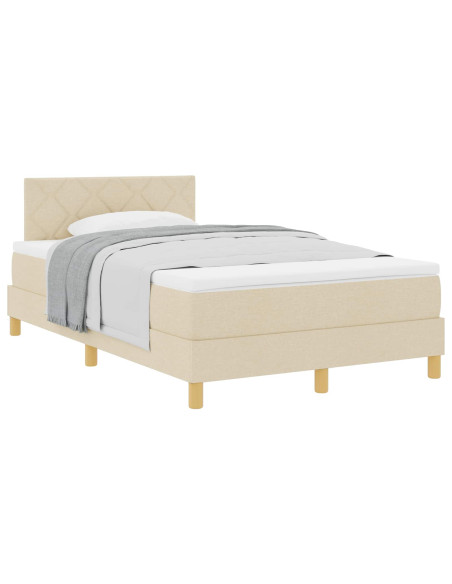 Letto a molle con cuscino Crema 120 x 190 cm Tessuto