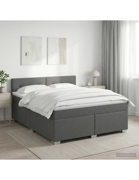 Letto box spring con materasso Grigio Scuro 180 x 200 cm