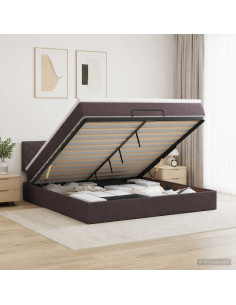 Letto Ottomano con Materasso e LED Marrone Scuro 140 x 200 cm