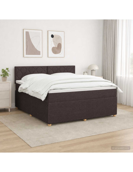 Letto box spring con materasso Marrone Scuro 180 x 200 cm