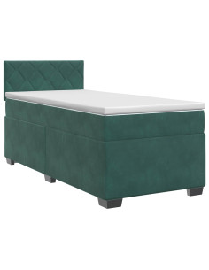 Letto box spring con materasso Verde Scuro 80 x 200 cm Velluto
