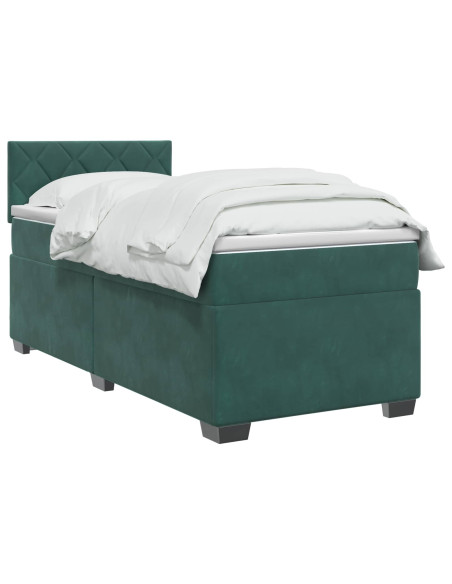 Letto box spring con materasso Verde Scuro 80 x 200 cm Velluto