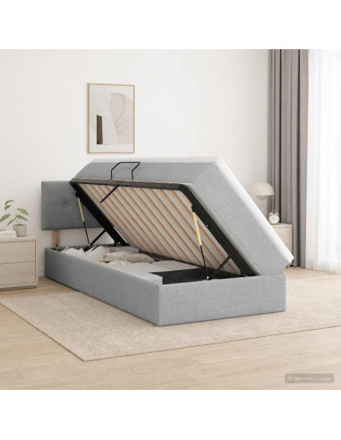 Letto con contenitore e materasso Grigio Chiaro 100 x 200 cm