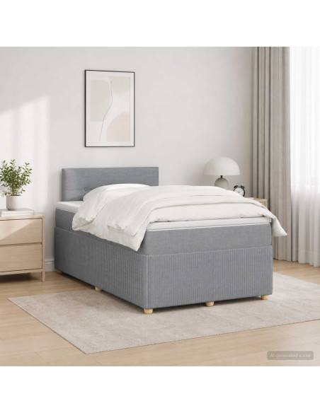 Letto box spring con materasso Grigio Chiaro 120 x 200 cm