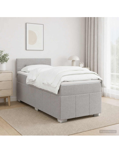 Letto box spring con materasso Grigio Chiaro 100 x 200 cm
