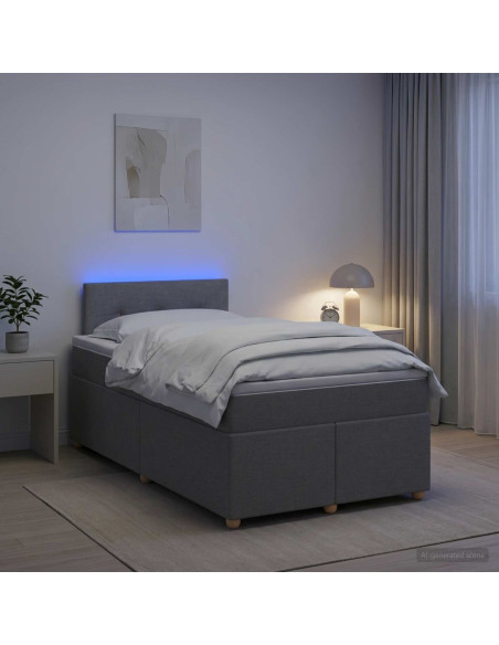 Letto box spring con materasso Grigio Chiaro 120 x 190 cm