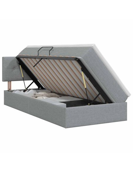 Letto con contenitore e materasso Grigio Chiaro 100 x 200 cm