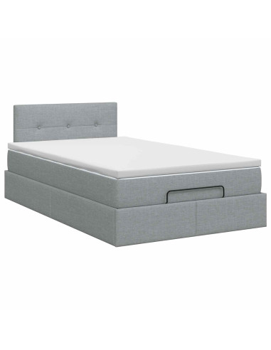Letto ottomano con materasso Grigio Chiaro 120 x 200 cm Tessuto