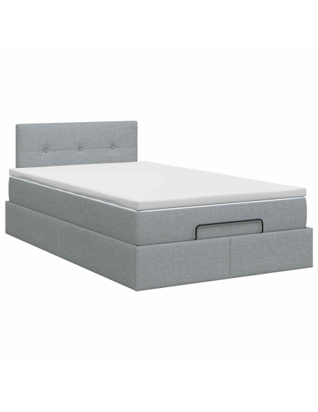 Letto ottomano con materasso Grigio Chiaro 120 x 200 cm Tessuto