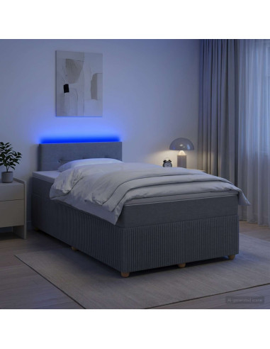 Letto box spring con materasso Grigio Chiaro 120 x 190 cm