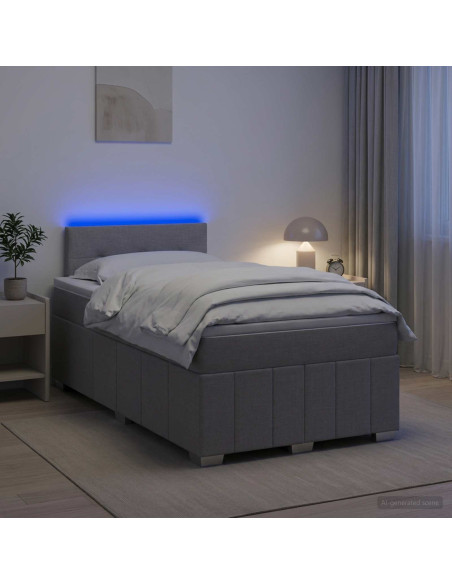 Letto box spring con materasso Grigio Chiaro 120 x 200 cm