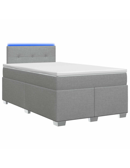Letto con Box Spring, Materasso e LED Grigio Chiaro Tessuto