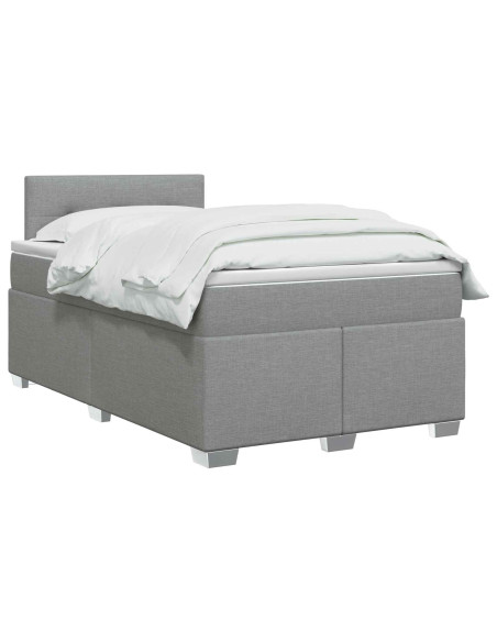 Letto con Box Spring, Materasso e LED Grigio Chiaro Tessuto