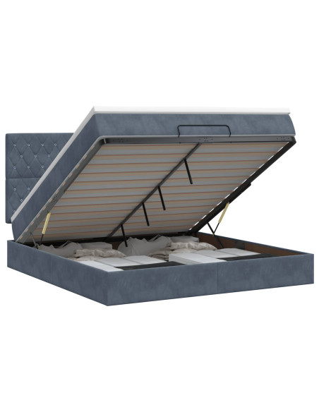 Letto ottomano con materasso Grigio Scuro 140 x 200 cm Velluto
