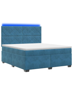 Letto box spring con materasso Blu 160 x 200 cm Velluto 2