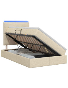 Letto con contenitore LED e materasso Crema 120 x 200 cm