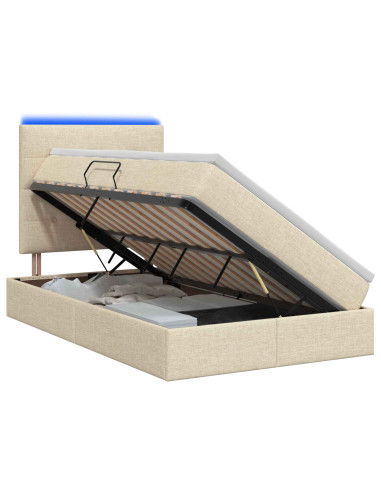 Letto con contenitore LED e materasso Crema 120 x 200 cm