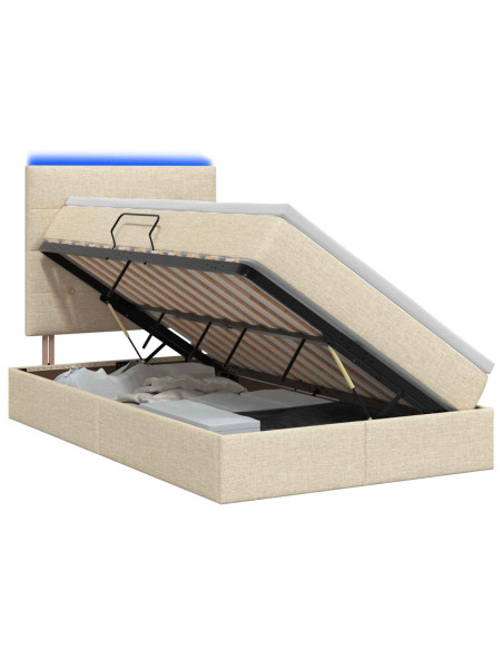 Letto con contenitore LED e materasso Crema 120 x 190 cm
