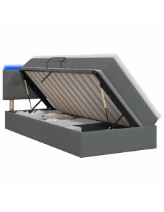 Letto con contenitore LED e materasso Grigio Scuro 100 x 200 cm