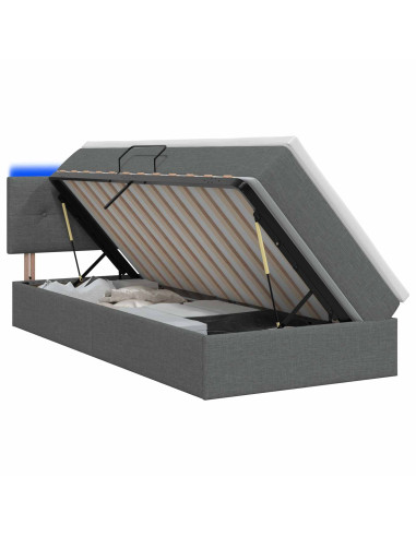 Letto con contenitore LED e materasso Grigio Scuro 100 x 200 cm