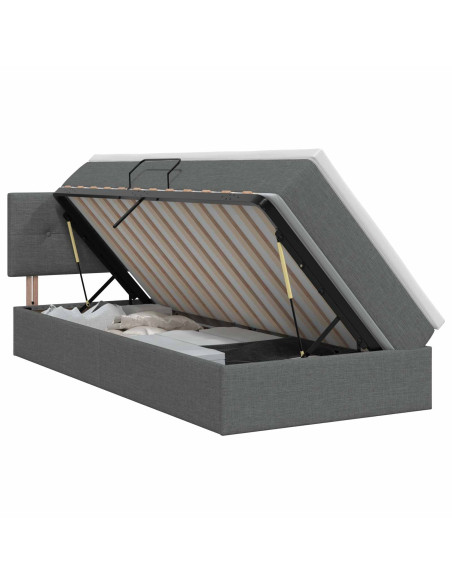 Letto con contenitore e materasso Grigio Scuro 100 x 200 cm