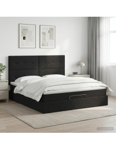 Letto ottomano con materasso Nero 180 x 200 cm Tessuto