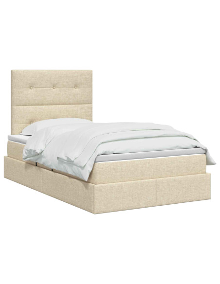 Letto con contenitore LED e materasso Crema 120 x 200 cm