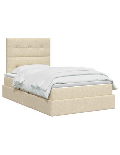 Letto con contenitore LED e materasso Crema 120 x 190 cm 2