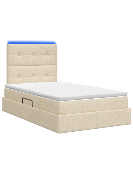 Letto con contenitore LED e materasso Crema 120 x 190 cm