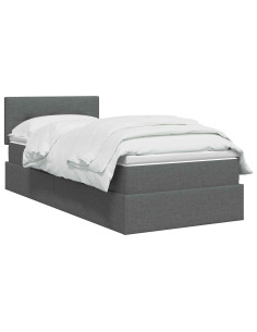 Letto con contenitore LED e materasso Grigio Scuro 100 x 200 cm 2