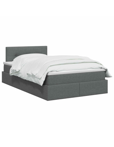Letto con contenitore e materasso Grigio Scuro 120 x 200 cm