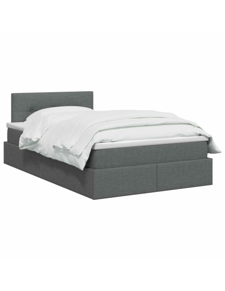 Letto con contenitore e materasso Grigio Scuro 120 x 200 cm