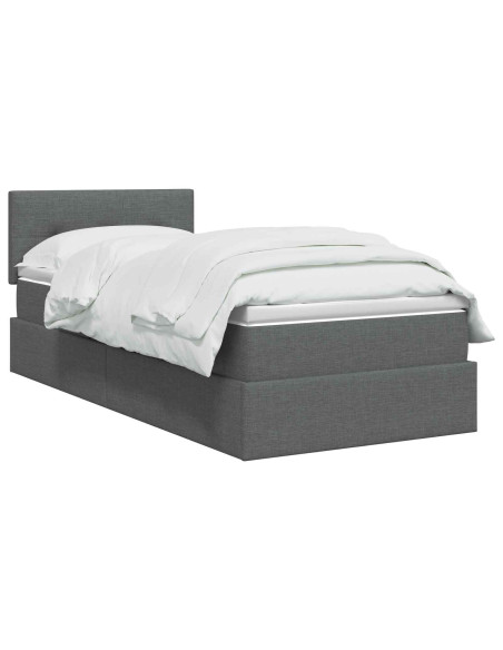 Letto con contenitore e materasso Grigio Scuro 100 x 200 cm