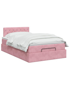 Letto Ottomano con Materasso e LED Rosa 120 x 190 cm Velluto 2