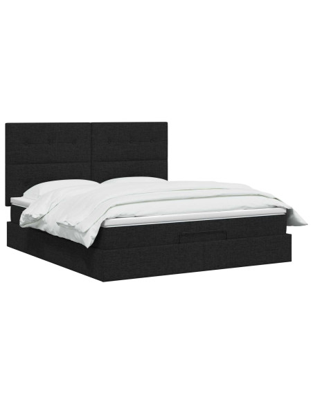 Letto ottomano con materasso Nero 180 x 200 cm Tessuto
