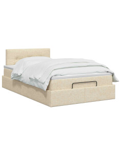 Letto ottomano con materasso Crema 120 x 200 cm Tessuto 2