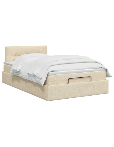 Letto ottomano con materasso Crema 120 x 200 cm Tessuto