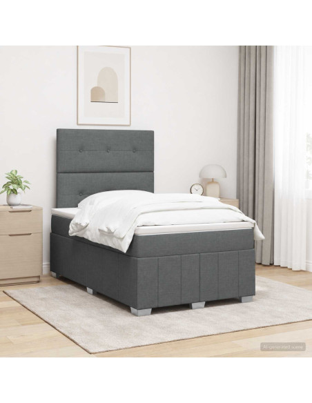 Letto Box Spring LED con Materasso Grigio Scuro 120 x 190 cm