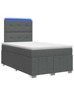 Letto Box Spring LED con Materasso Grigio Scuro 120 x 190 cm 2