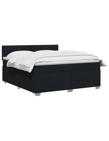 Letto box spring con materasso Nero 140 x 200 cm Tessuto