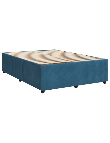 Letto box spring con materasso Blu 140 x 200 cm Velluto