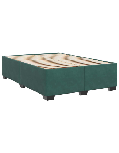 Letto con Box Spring, Materasso e LED Verde Scuro 160 x 200 cm
