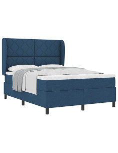 Letto a molle con testiera Blu 160 x 200 cm Tessuto 2