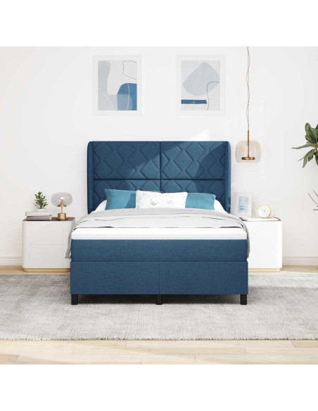 Letto a molle con testiera Blu 160 x 200 cm Tessuto