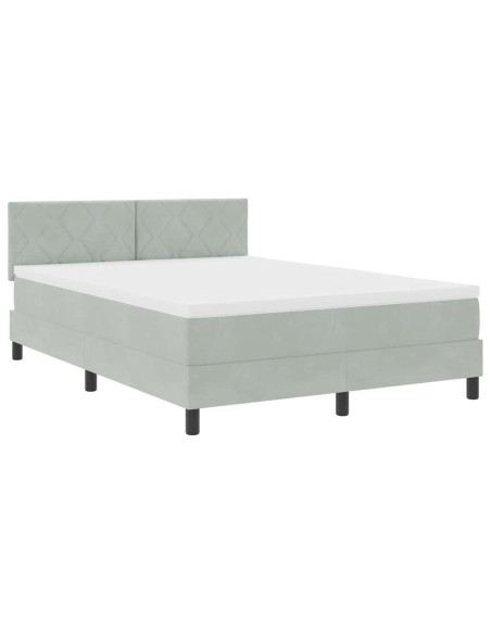Letto a Sorgente LED Grigio chiaro 160 x 200 cm Velluto