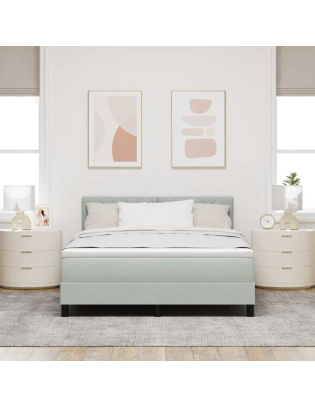 Letto a Sorgente LED Grigio chiaro 160 x 200 cm Velluto
